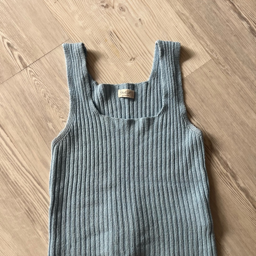 John Galt Pacsun Ribbed Crop Top - light blue